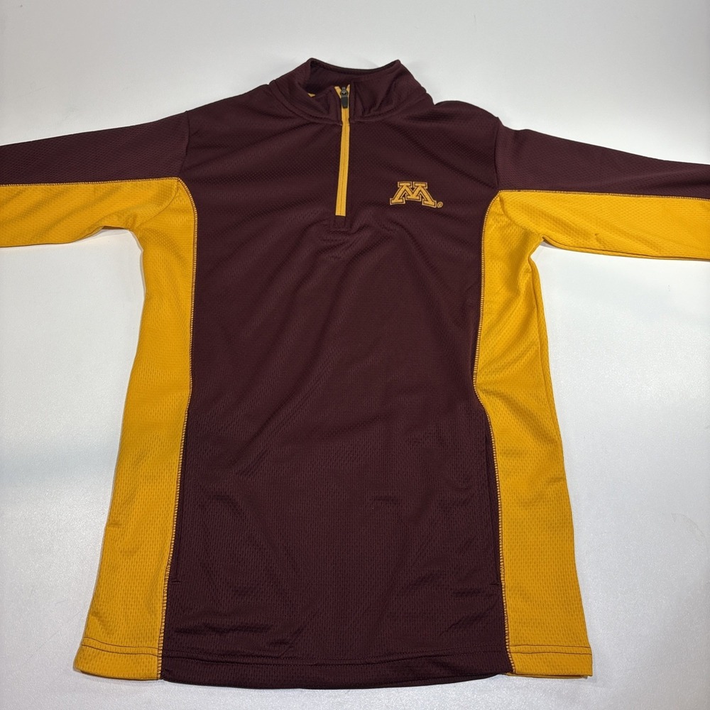 Minnesota Gophers Quarter Zip Athletic Pullover Men's Small Maroon Gold - EUC